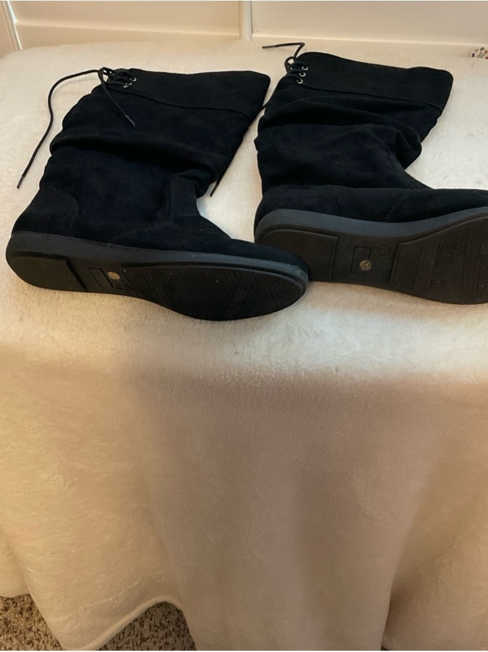 Mossimo Supply Co. Black Knee-High Suede Lace-Back Boots